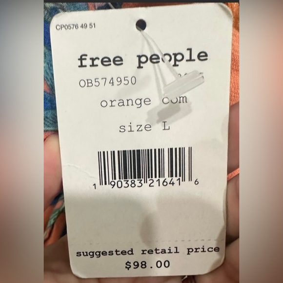 NWT $98R Free People Dear You Backless Mini Dress. Size L. Orange Floral - Picture 7 of 9